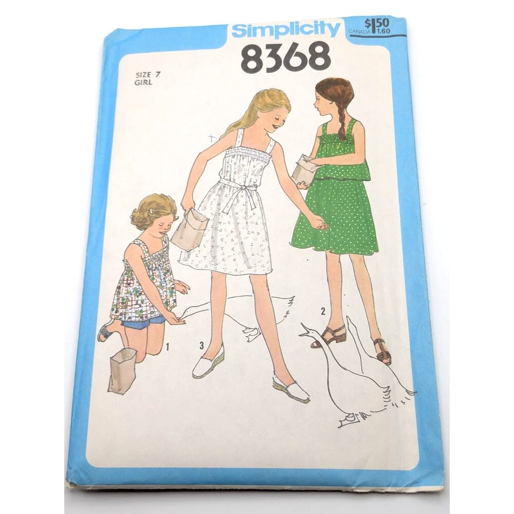 Vintage SIMPLICITY 8368 Girls Sundress Top Shorts Sewing Pattern Size 7 Uncut